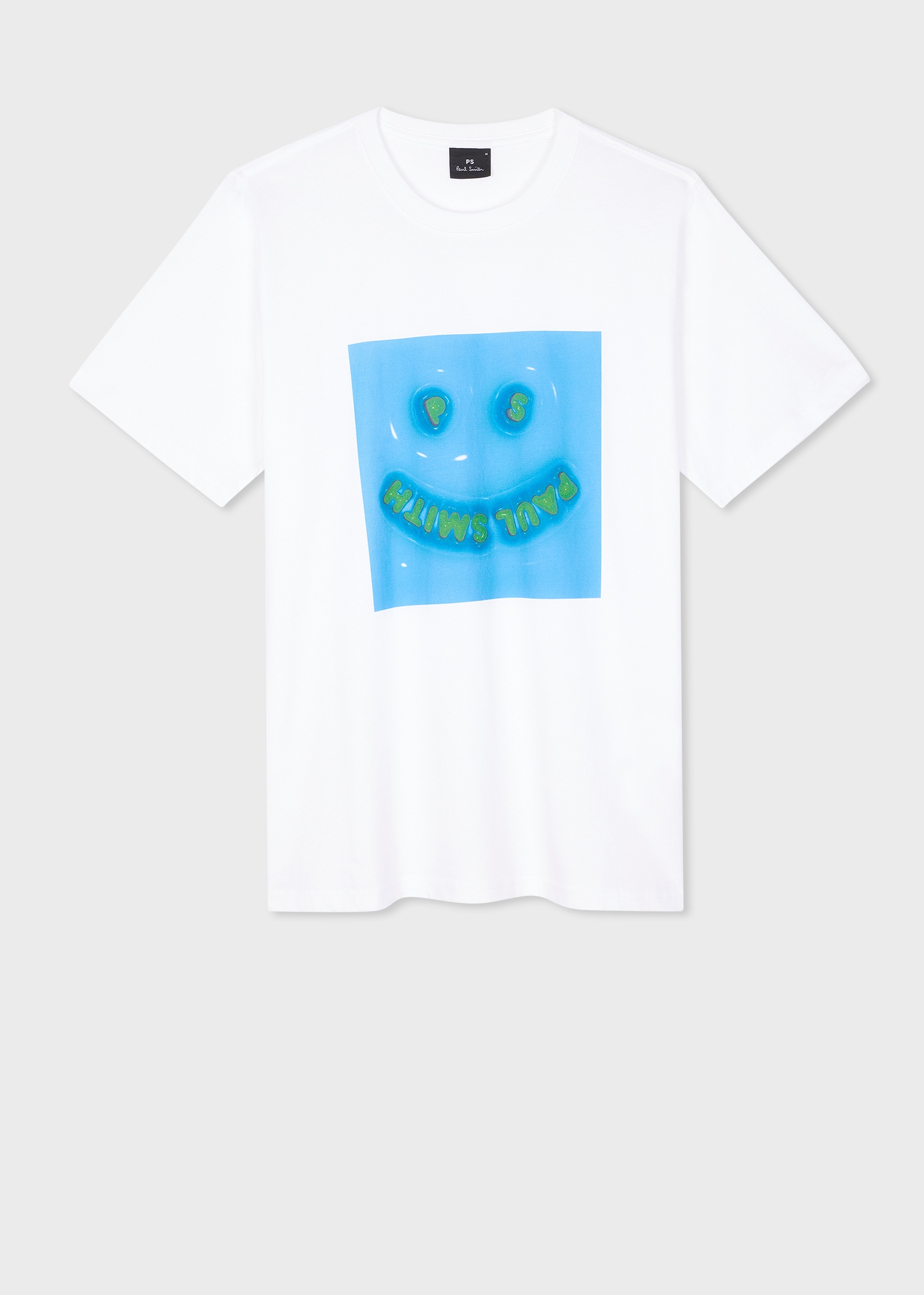 Tシャツ・カットソー Paul Smith FW24 HAPPY T-SHIRT (M2R-011R-NP4643_01) Paul Smith White 'Happy' Graphic T-Shirt | REVERSIBLE