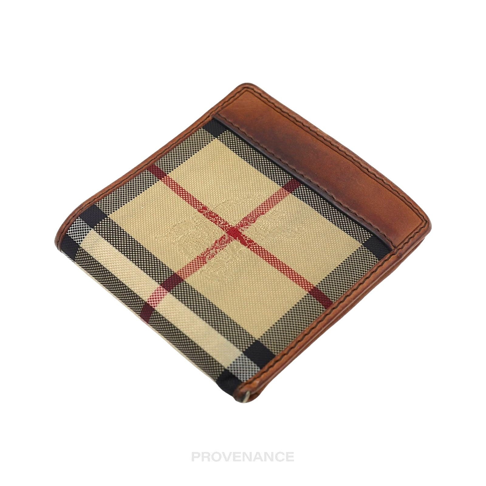 Burberry Nova Check Canvas Bifold Wallet - Brown Leather - 6