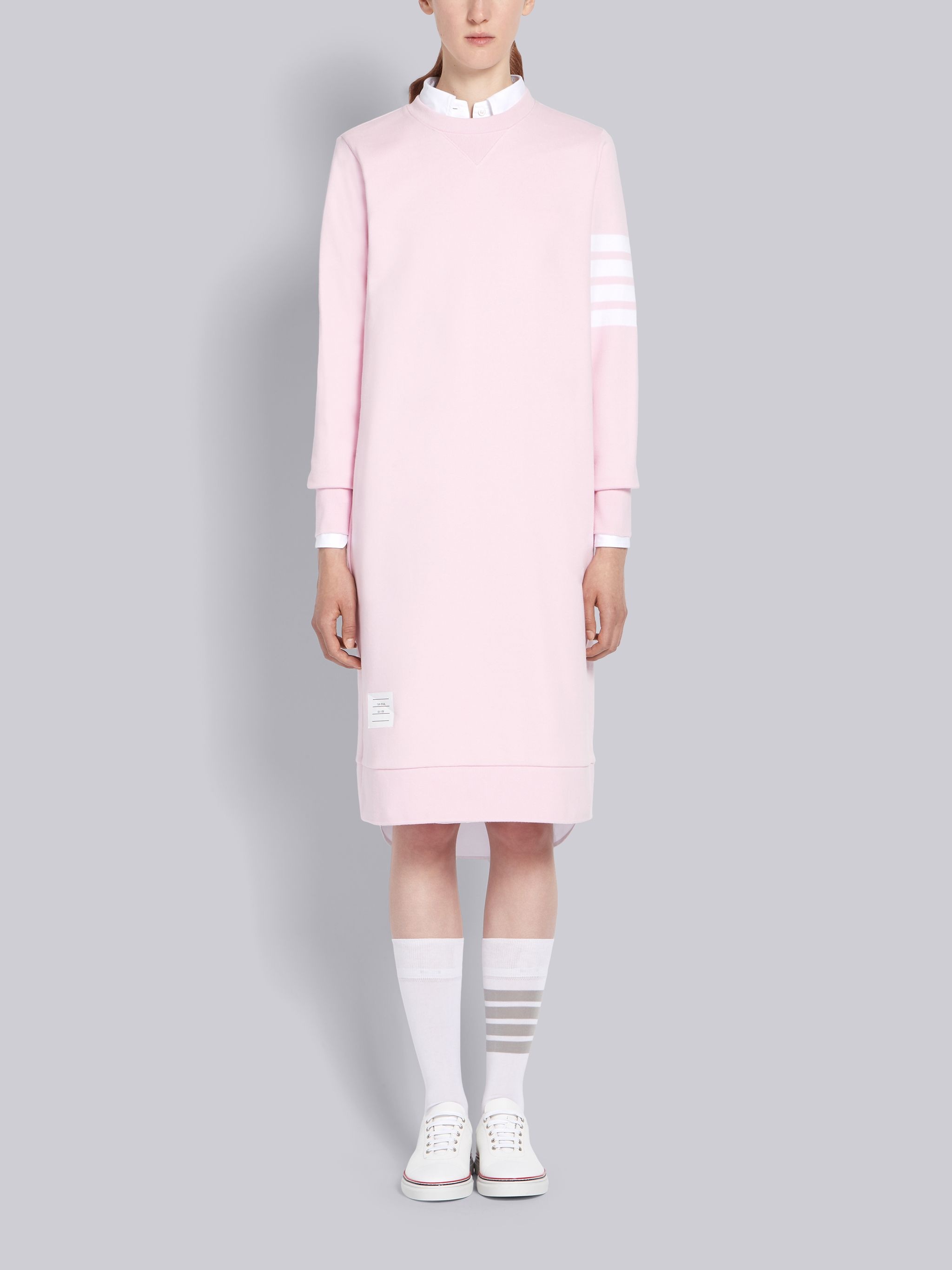 Light Pink Classic Loop Back 4-Bar Sweater Dress - 1