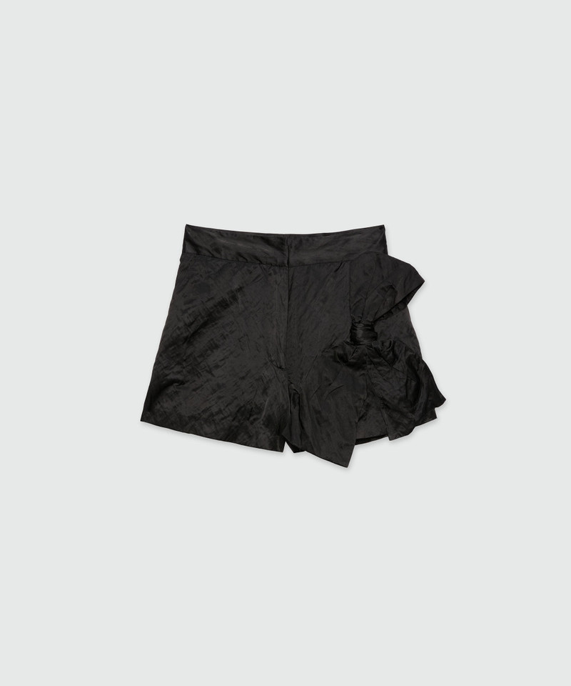 Black crinkle duchesse shorts with bow 1