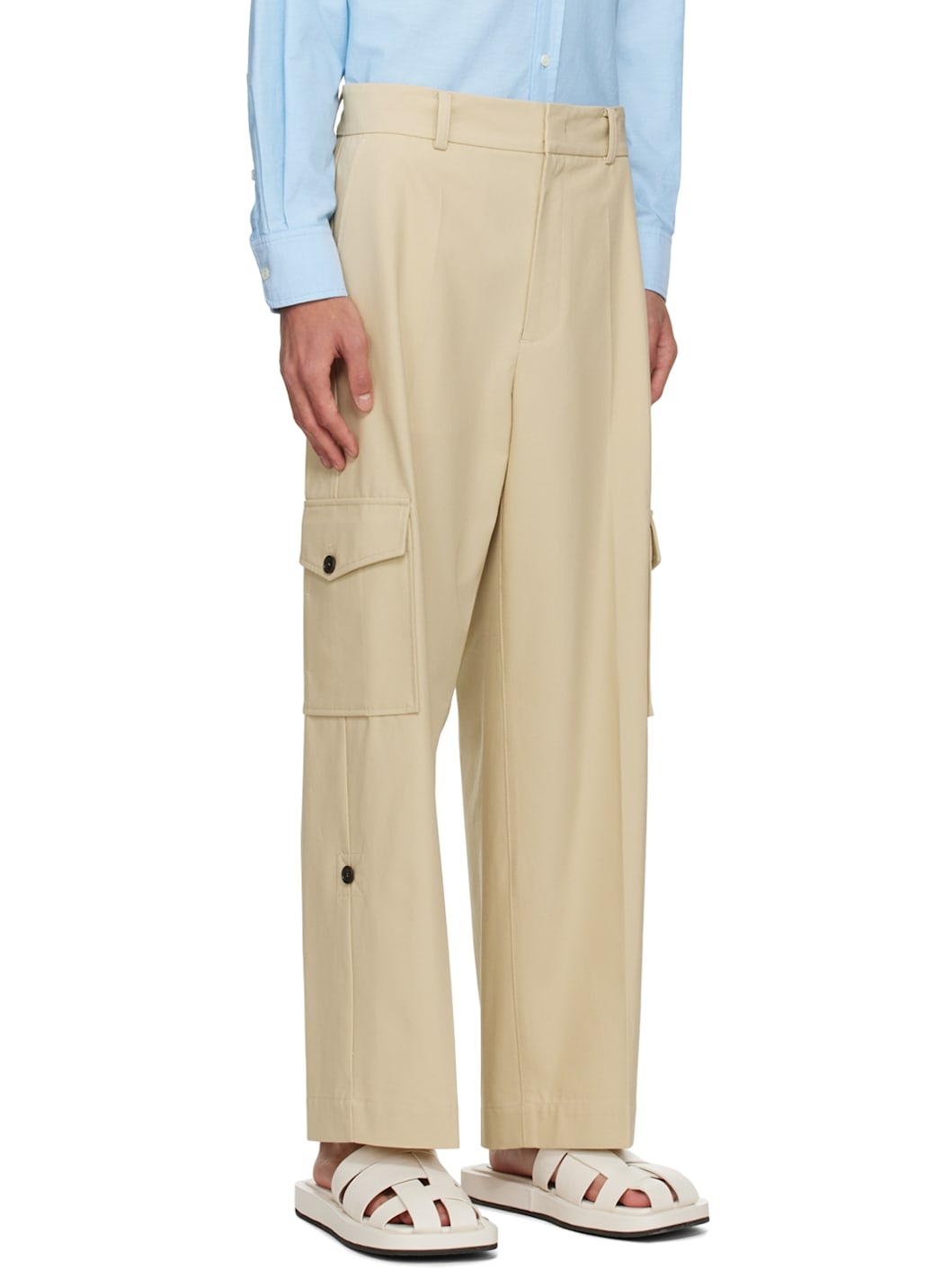 Beige Crease Cargo Pants - 2