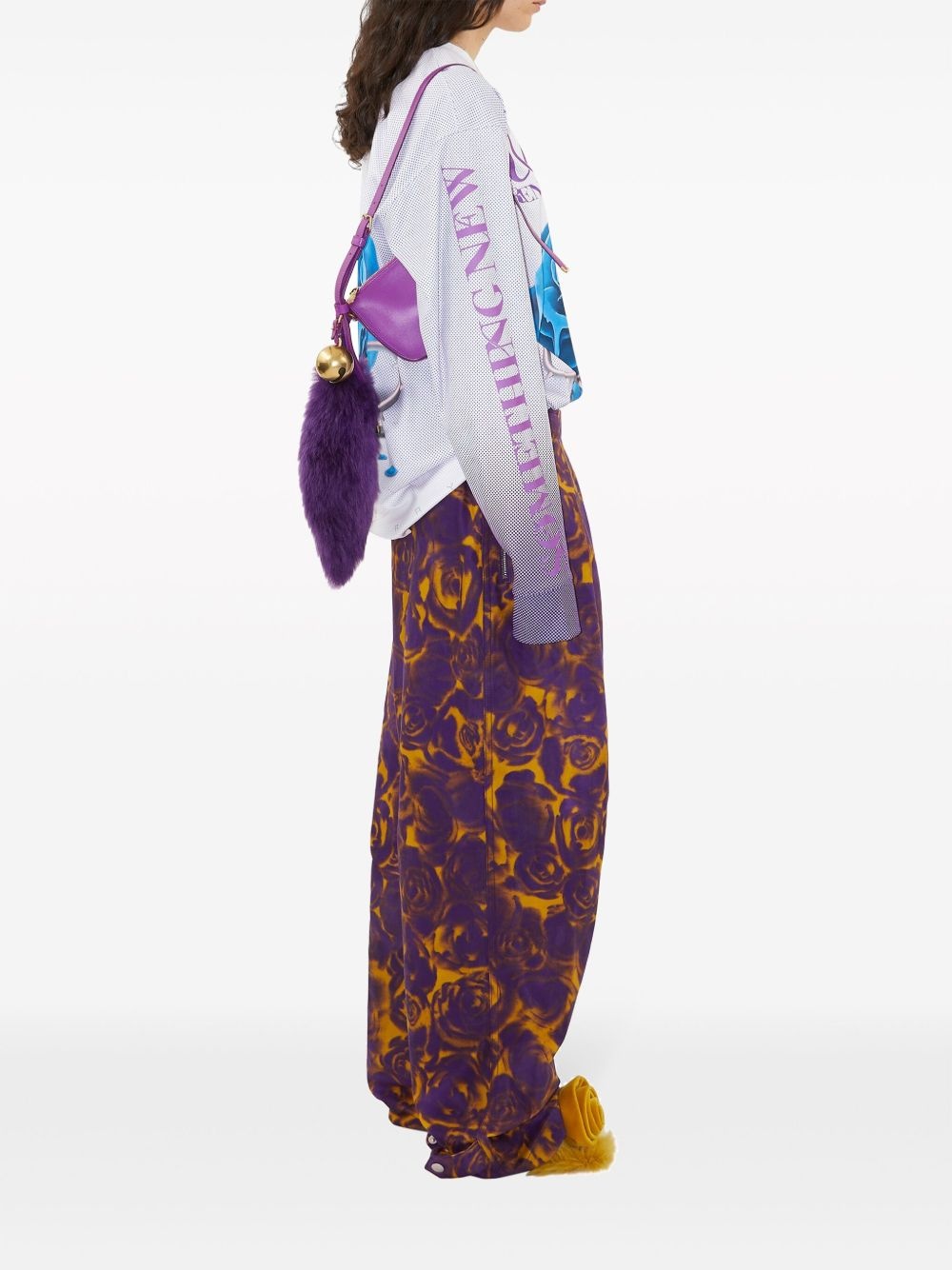 floral-print cotton straight trousers - 3