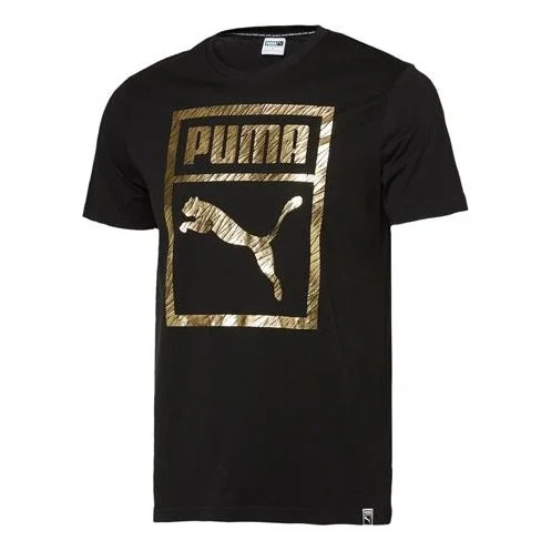 PUMA Bronzing Printing Casual Sports Round Neck Short Sleeve Black 576437-51 - 1