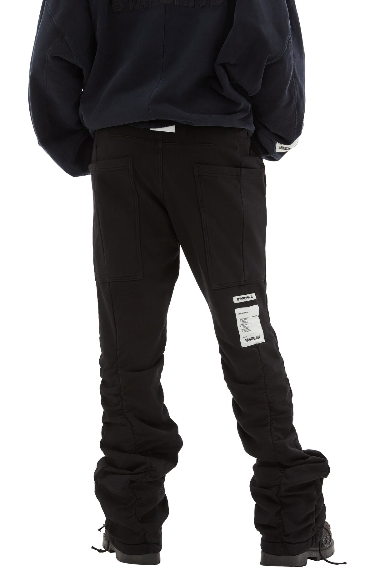 SHIRRED FLARE SWEATPANTS (BLACK) - 3