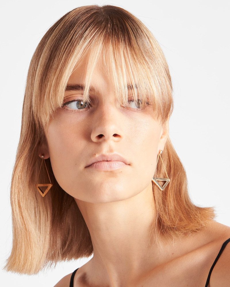 Prada Eternal Gold cut-out drop earrings in yellow gold with diamonds outlook