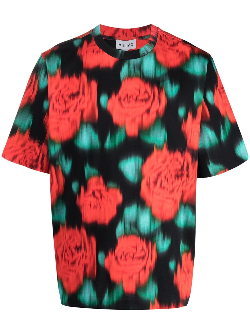 floral-print blur-effect T-shirt - 1