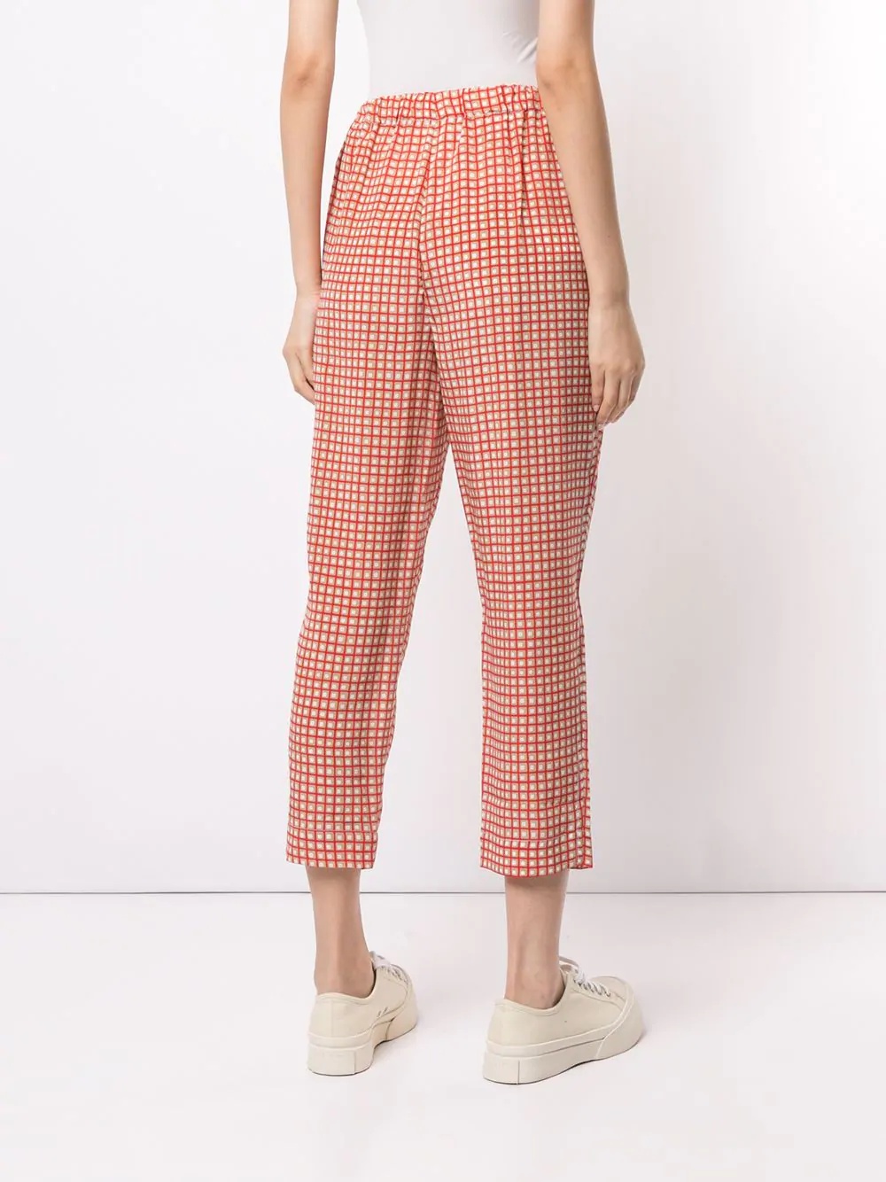 checked cropped trousers - 4