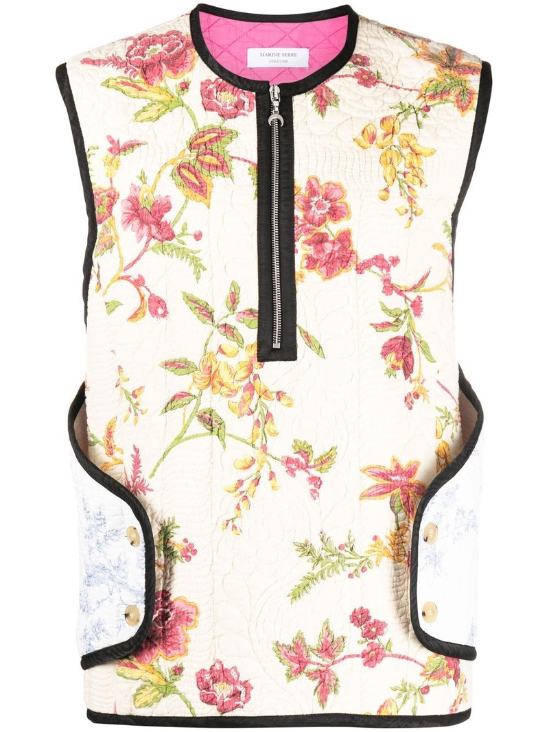 floral-print sleeveless jacket 1