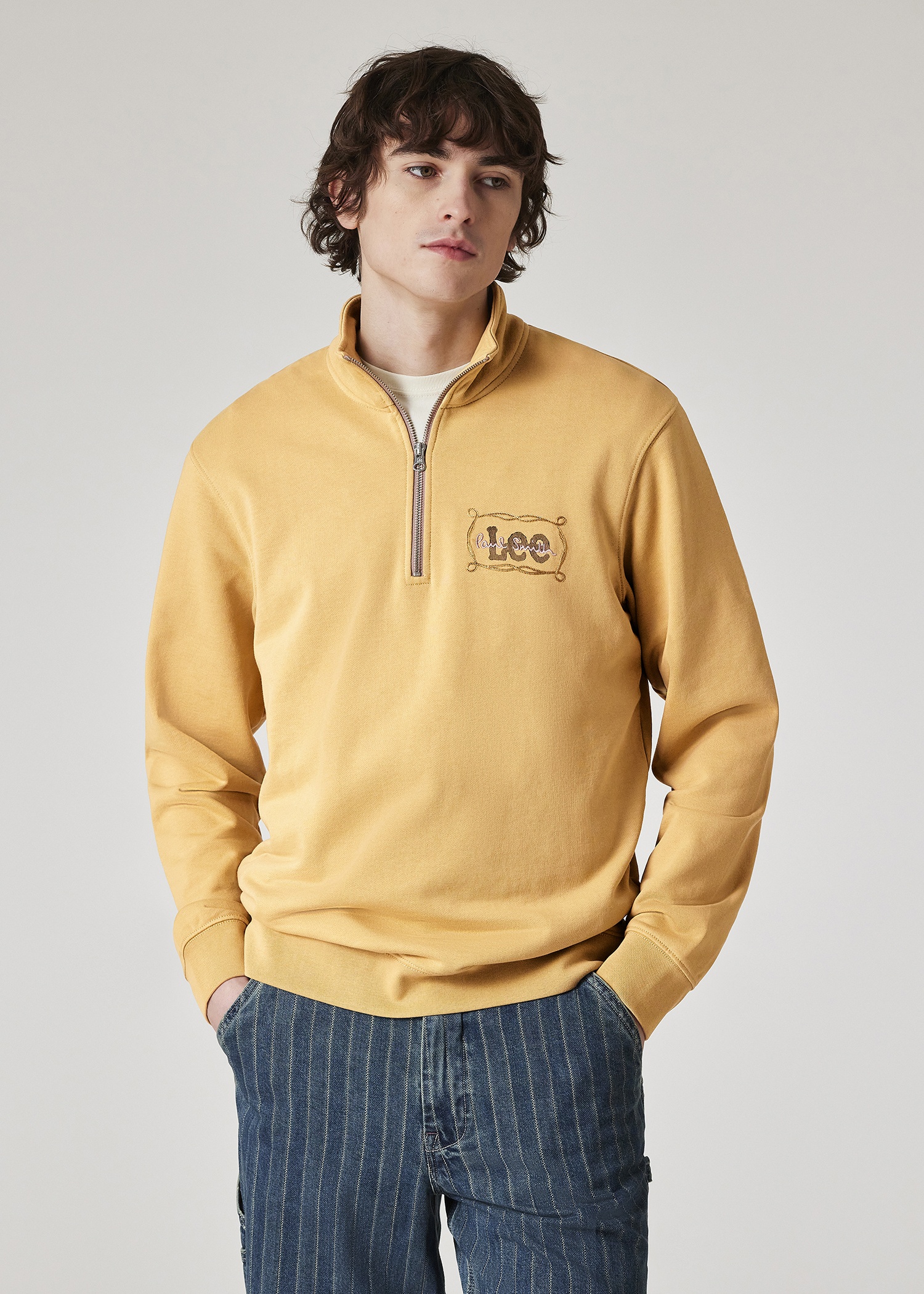 Paul Smith + Lee® Ochre Quarter Zip Sweatshirt - 4