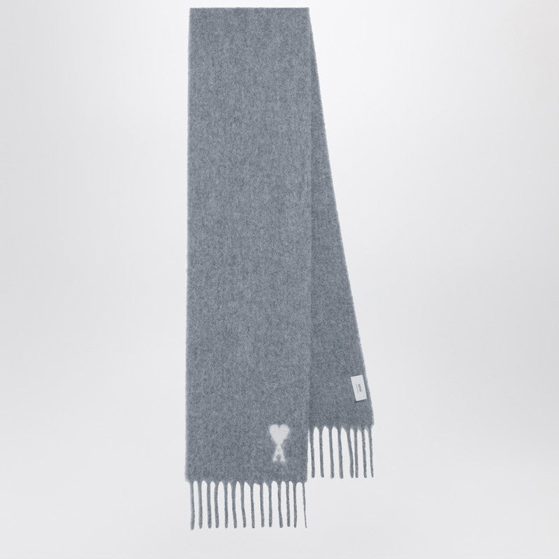Ami Paris Grey Ami De Coeur Scarf Men - 1