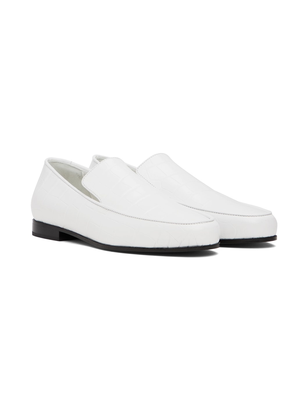 White 'The Croco Oval' Loafers - 4
