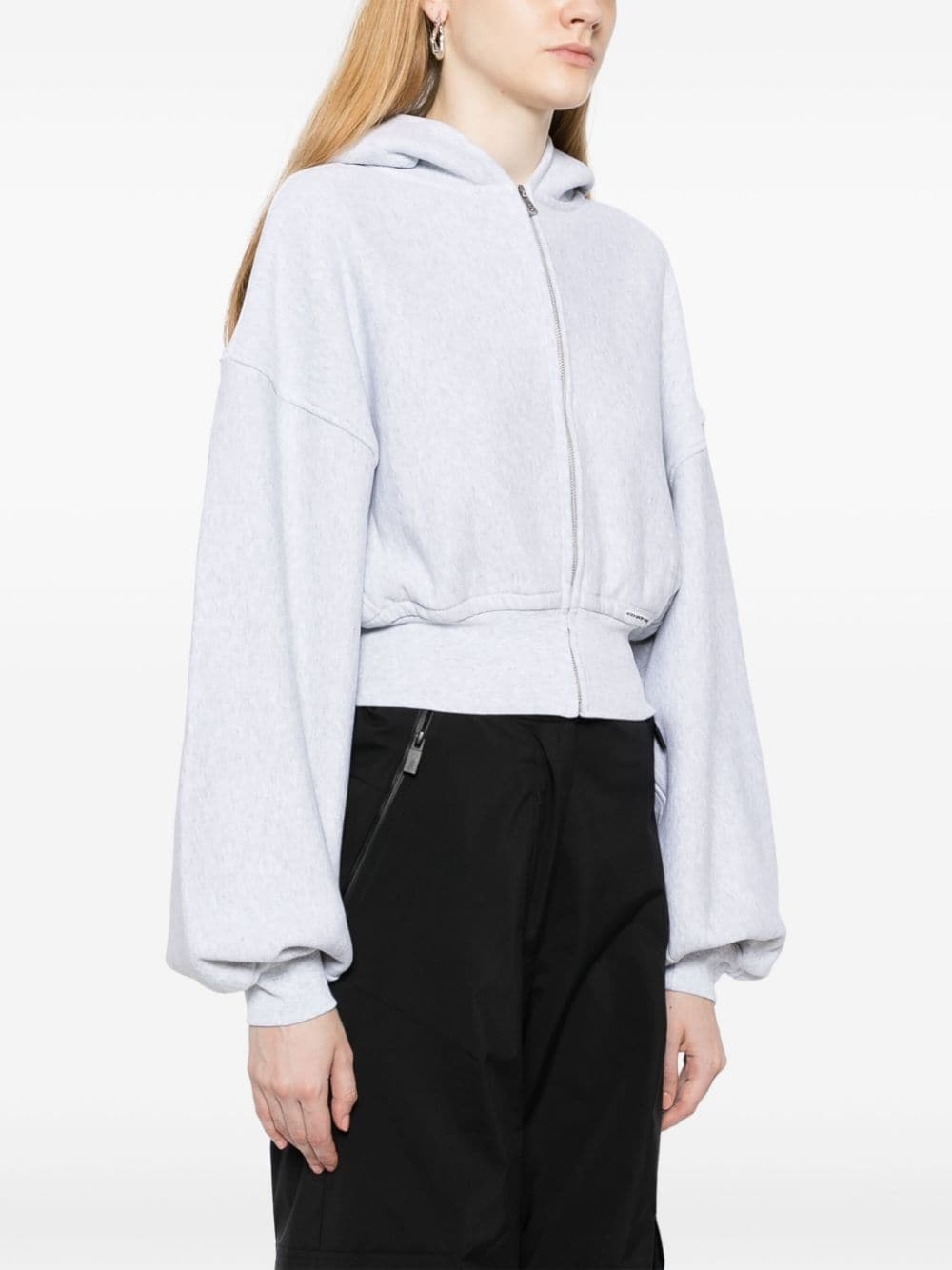 zip-up cropped hoodie - 3