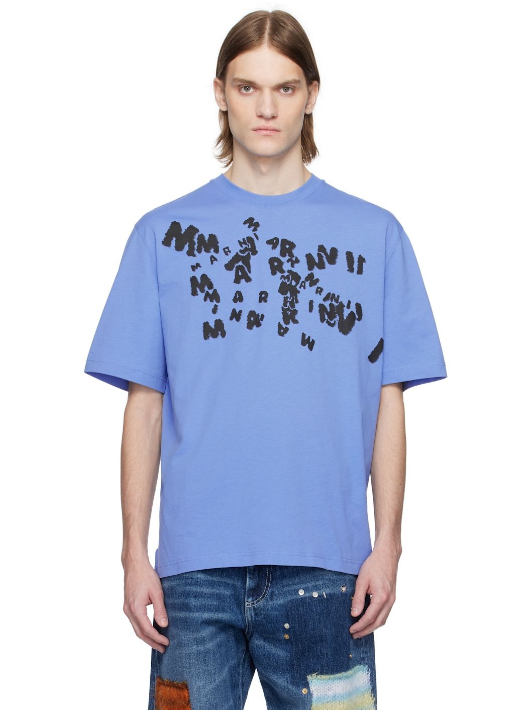 Blue 'Marni' Caos Logo T-shirt - 1
