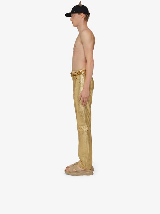 PANTS IN METALLIZED CROCODILE EFFECT LEATHER - 3