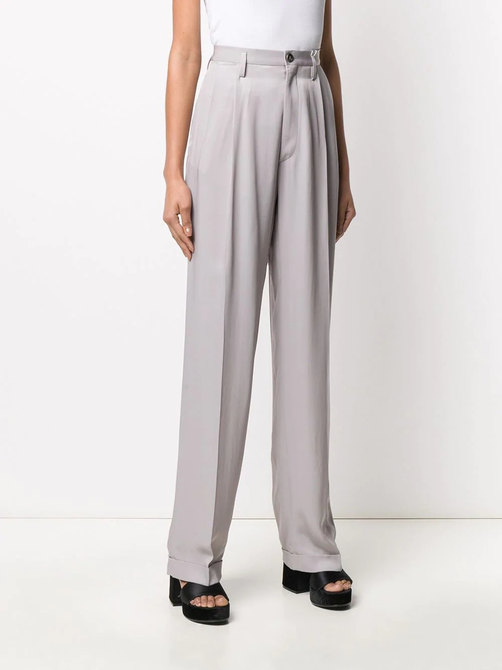 high-waisted straight trousers - 3