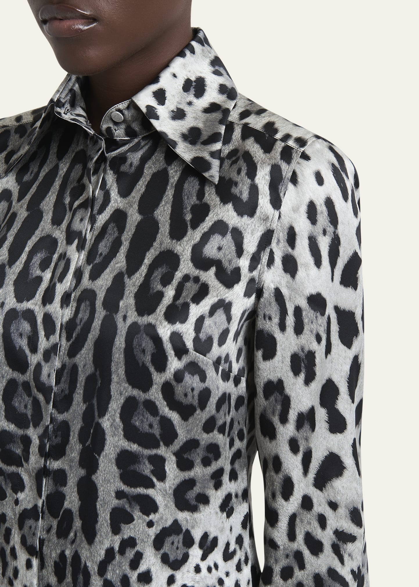 Animal Print Button Down Blouse - 5