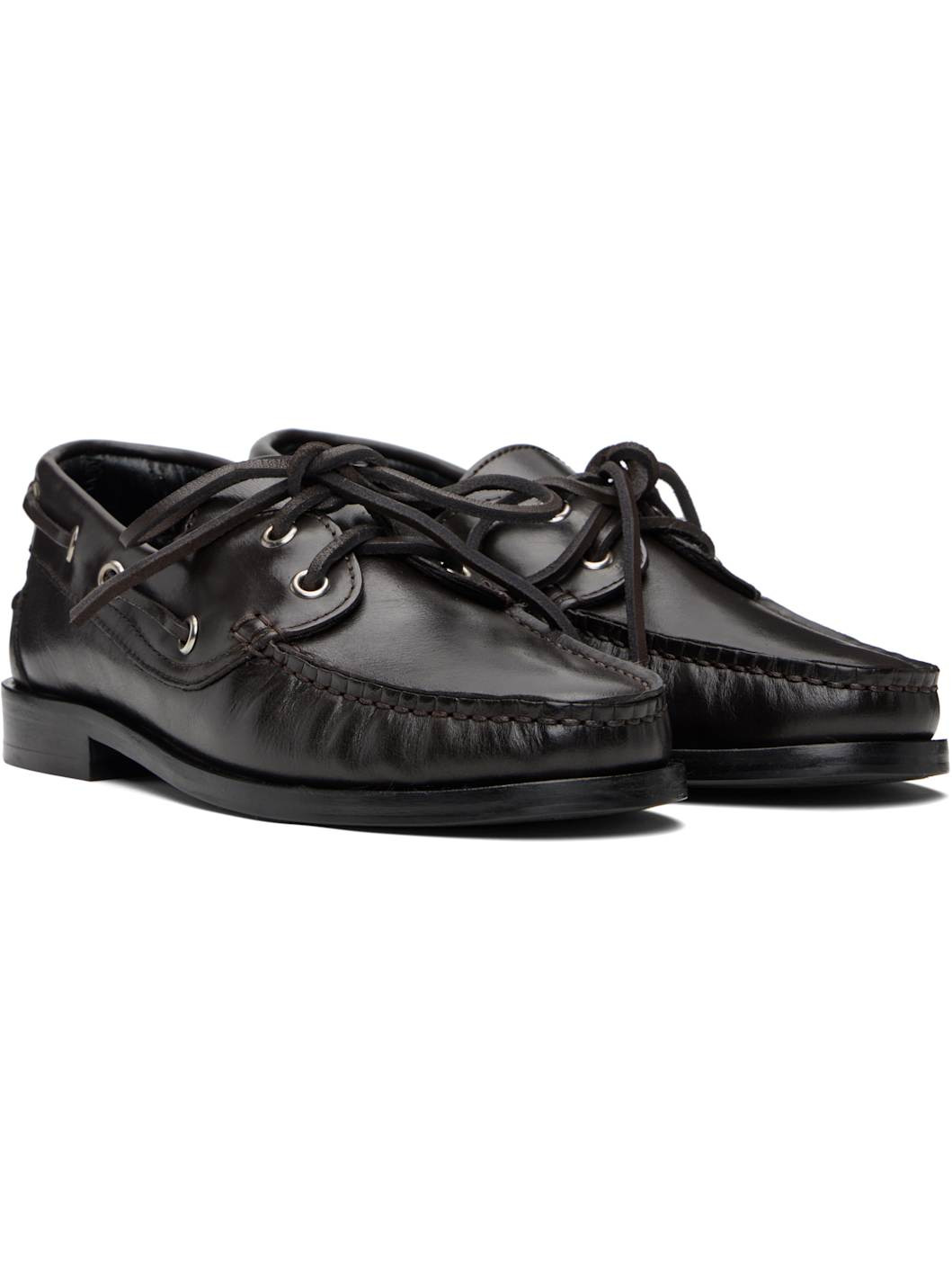 Brown Harris Leather Boat Shoes - 4