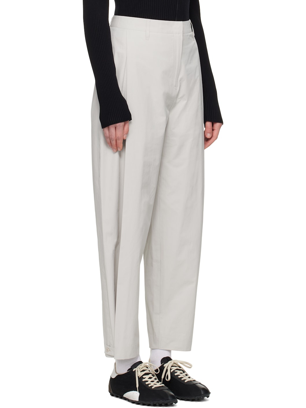 Gray Button Garconne Trousers - 2