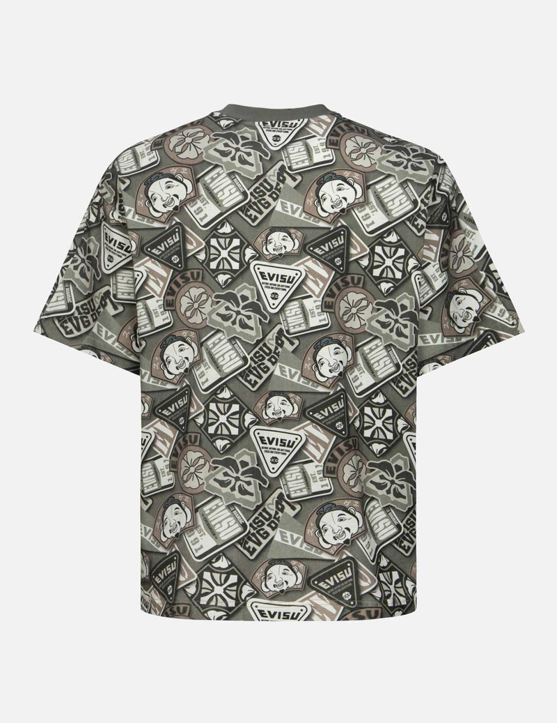 EVISU Allover Bagde Print Loose Fit T-shirt outlook