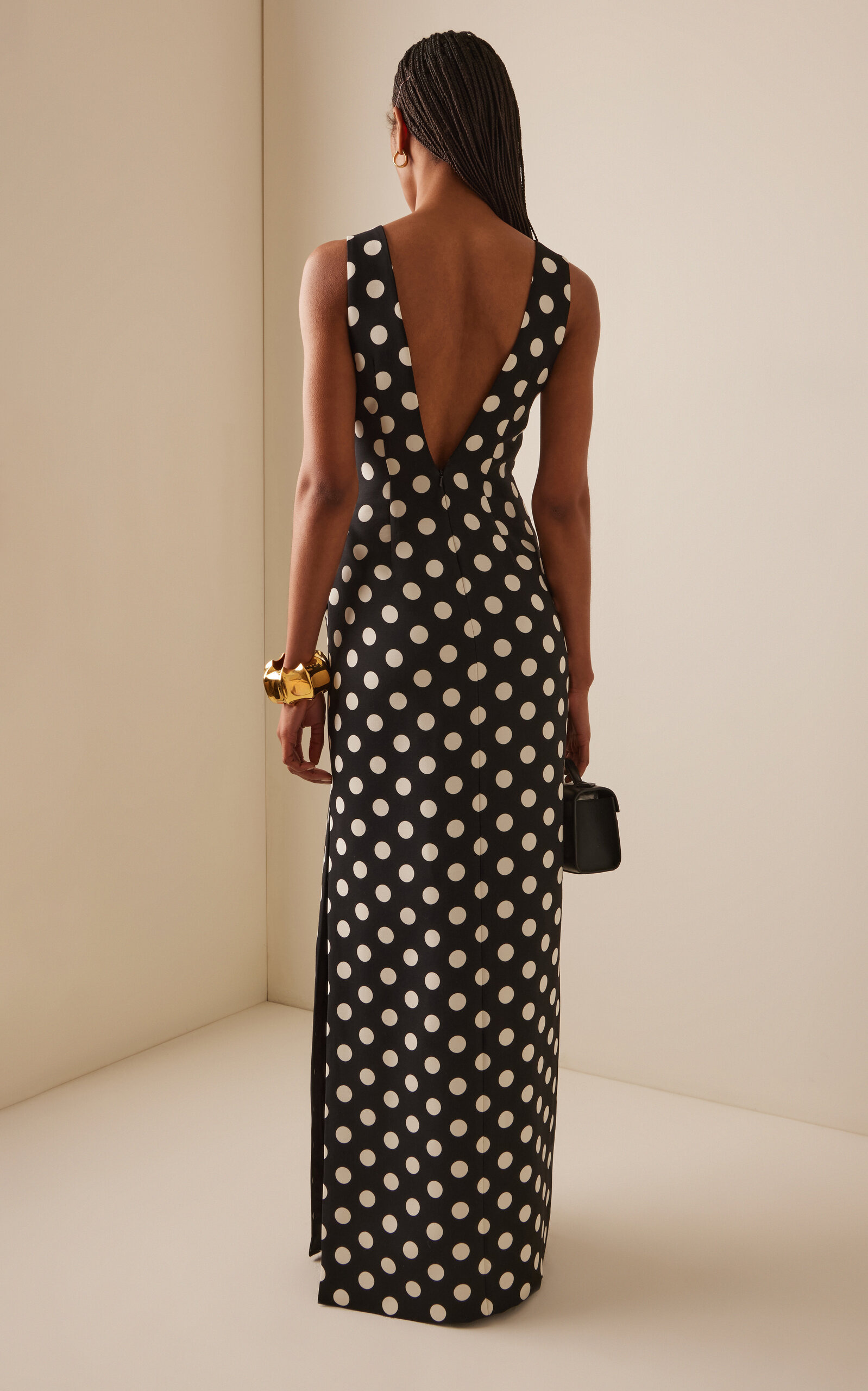 Exclusive Riviera Polka-Dot Wool-Silk Maxi Dress black - 4