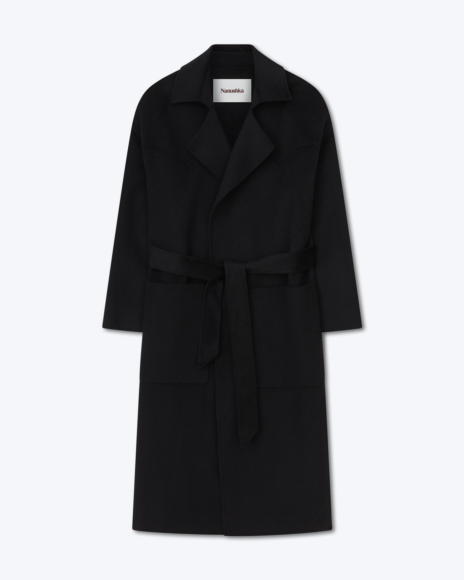 ALAMO - Wool silk blend robe coat - Black - 1