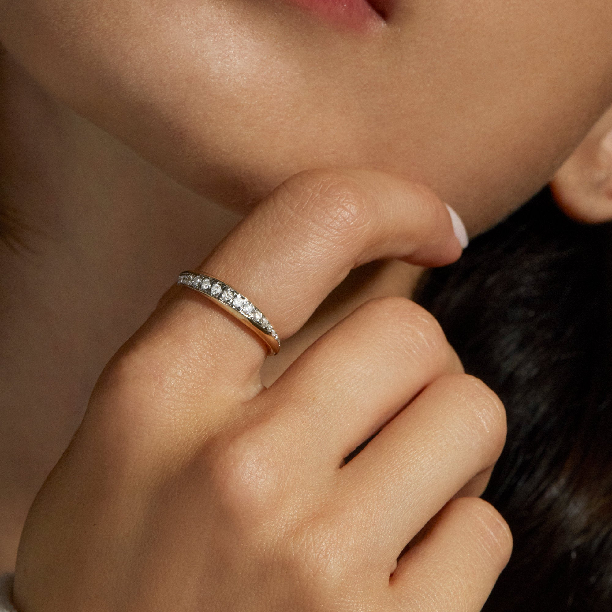 Twist Pave and Gold Band - 2