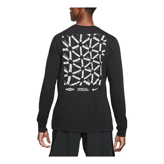 Nike Dri-fit Alphabet Logo Printing Long Sleeves Round Neck Black DH0714-010 - 1