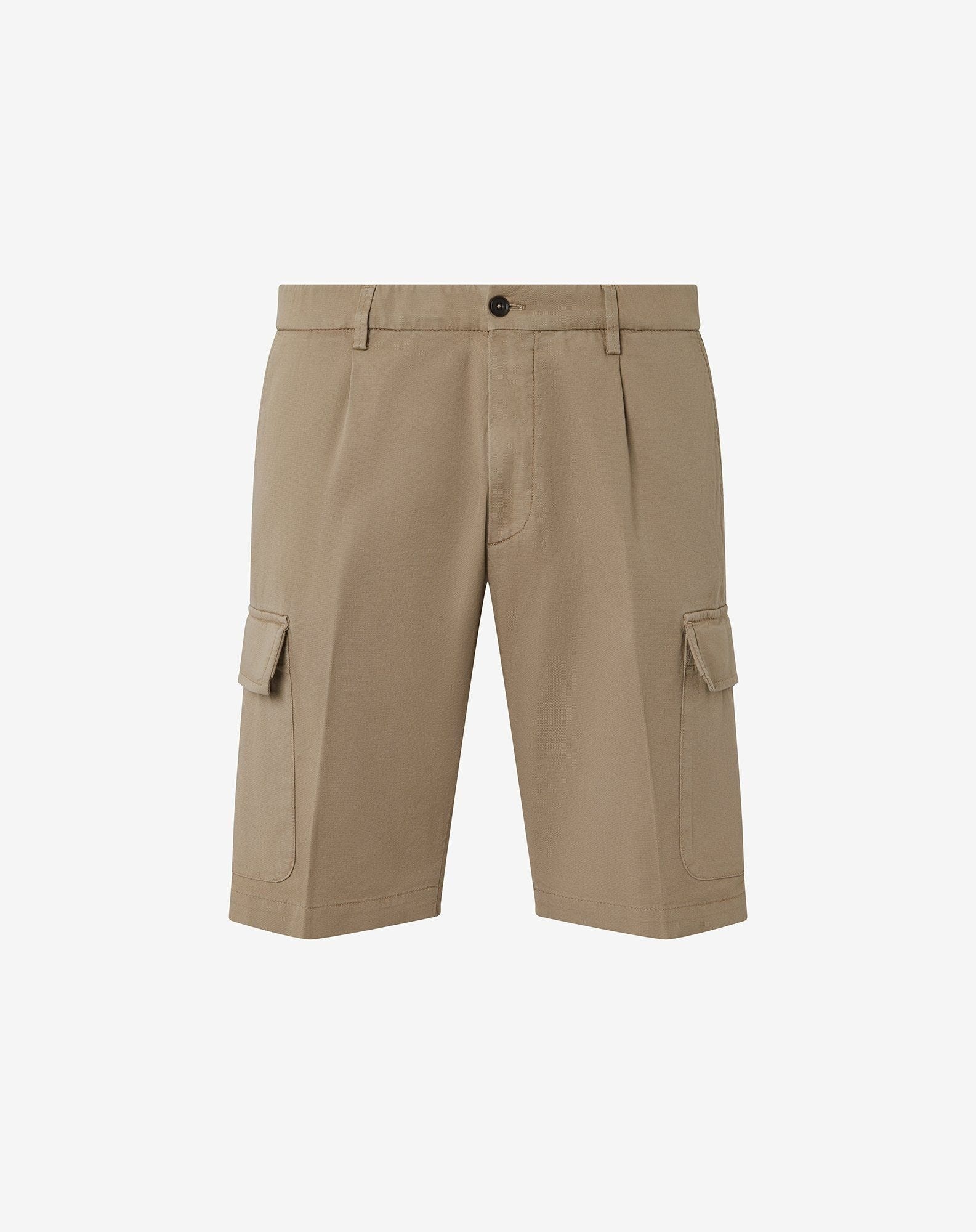 Beige stretch cotton cargo Bermuda shorts - 1