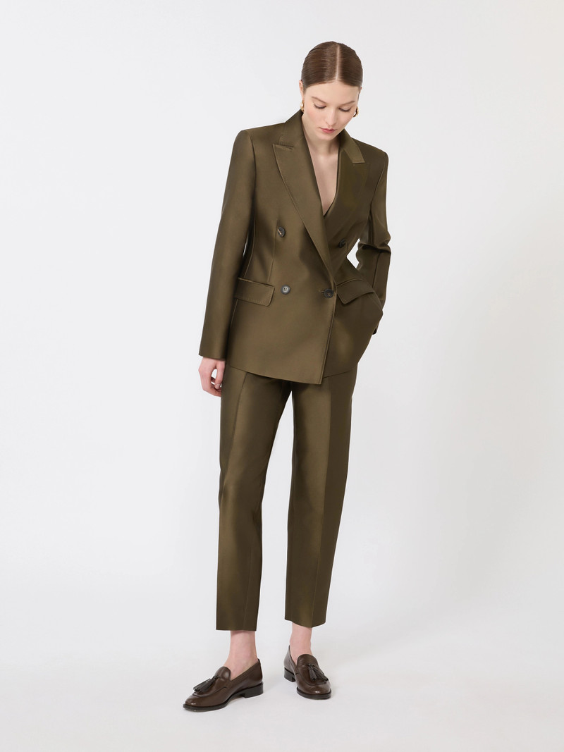 Max Mara Double-breasted Shantung blazer - KAKI outlook