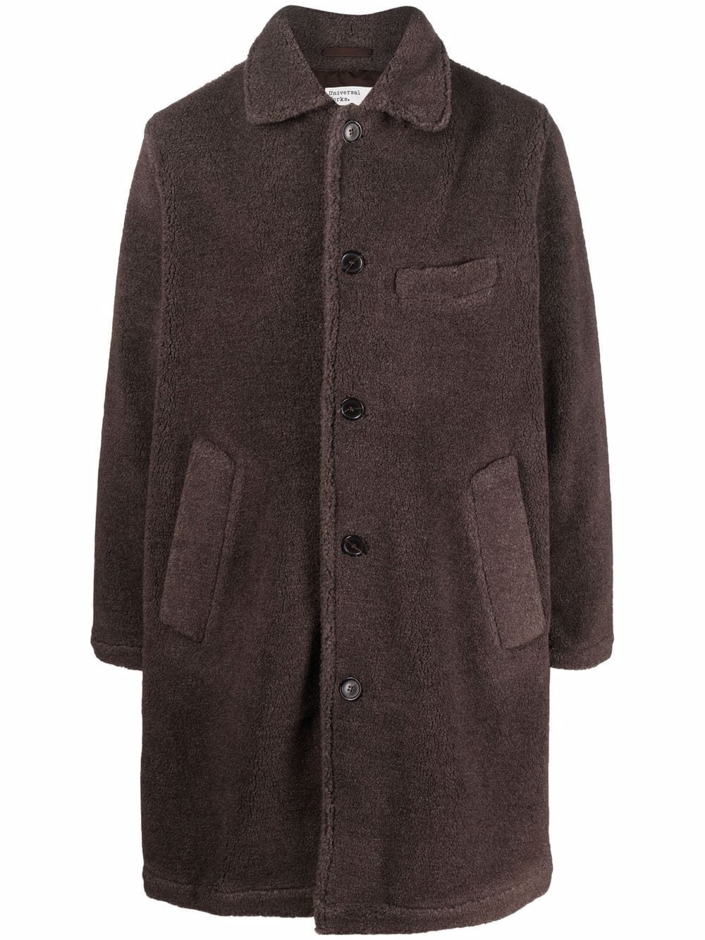 textured three-pocket single-breasted coat - 1