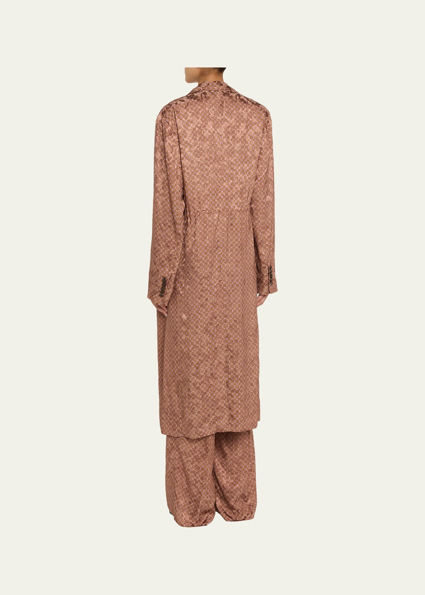 Rastino Printed Satin Tie Coat - 3