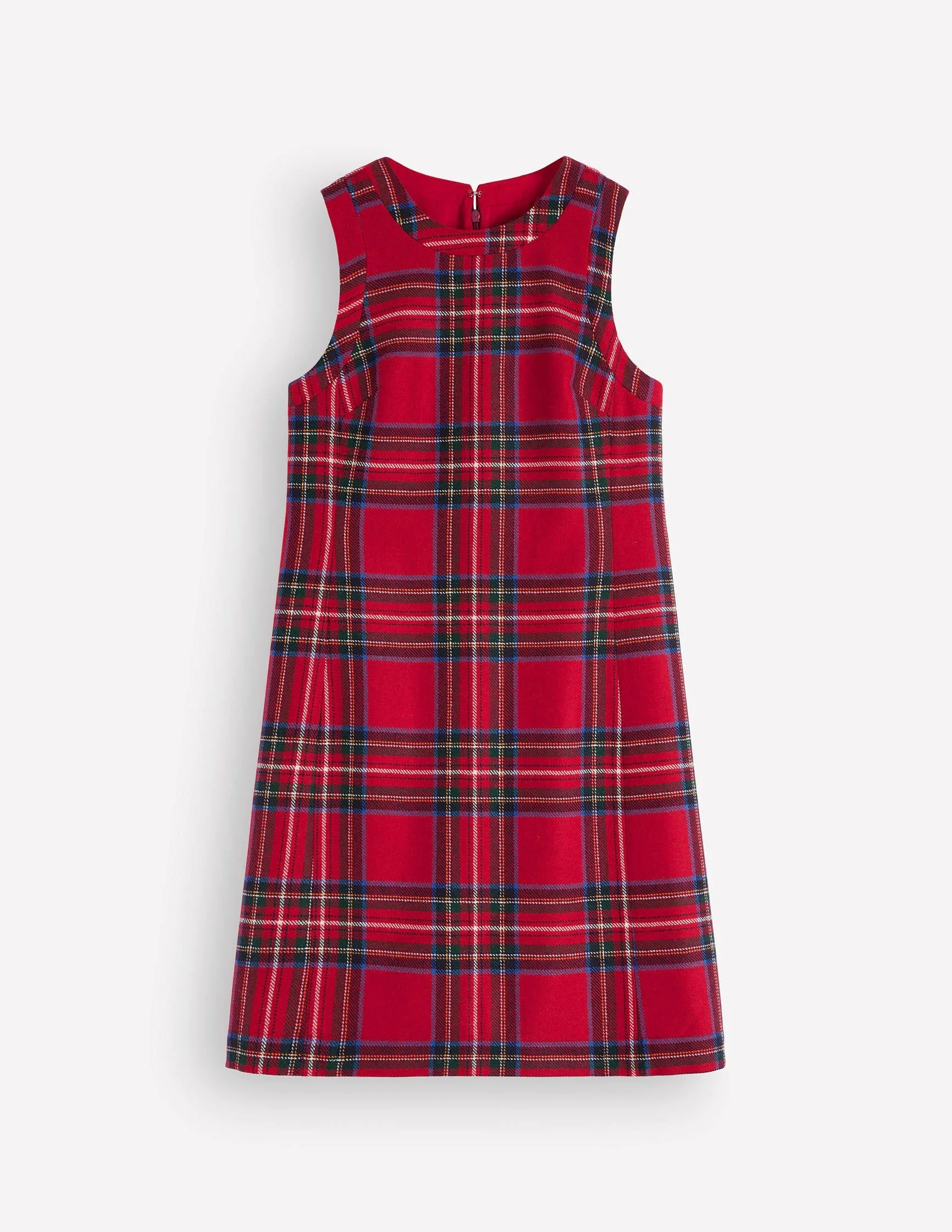 Lou Wool Check Shift Dress-Red, Blue and Green Check - 1