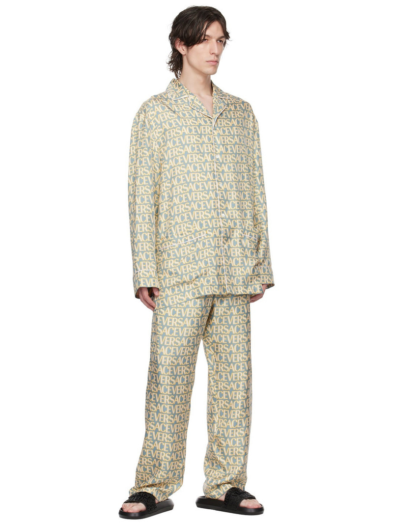 VERSACE Blue & Off-White Allover Pyjama Shirt outlook
