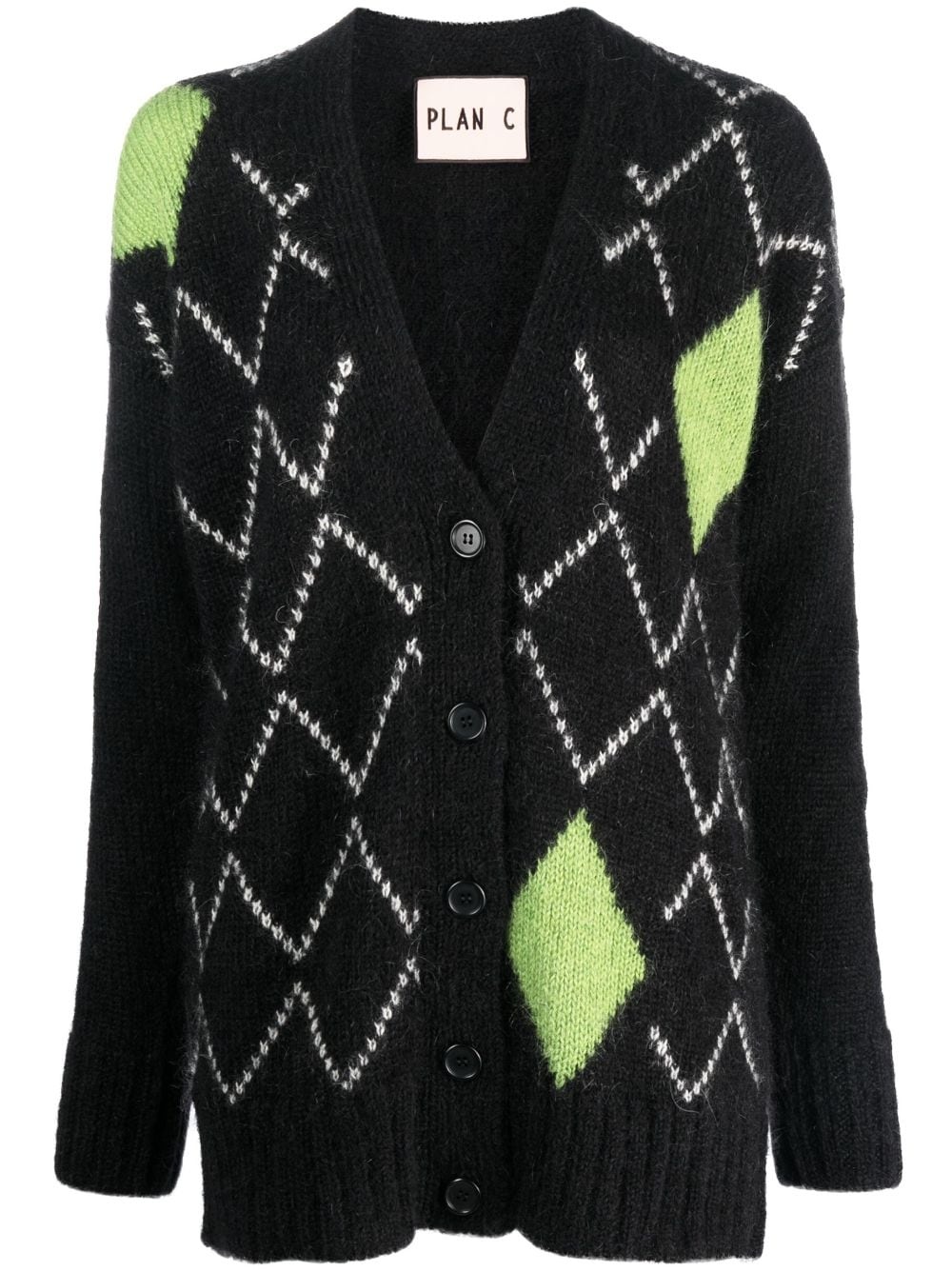 geometric-pattern knitted cardigan - 1