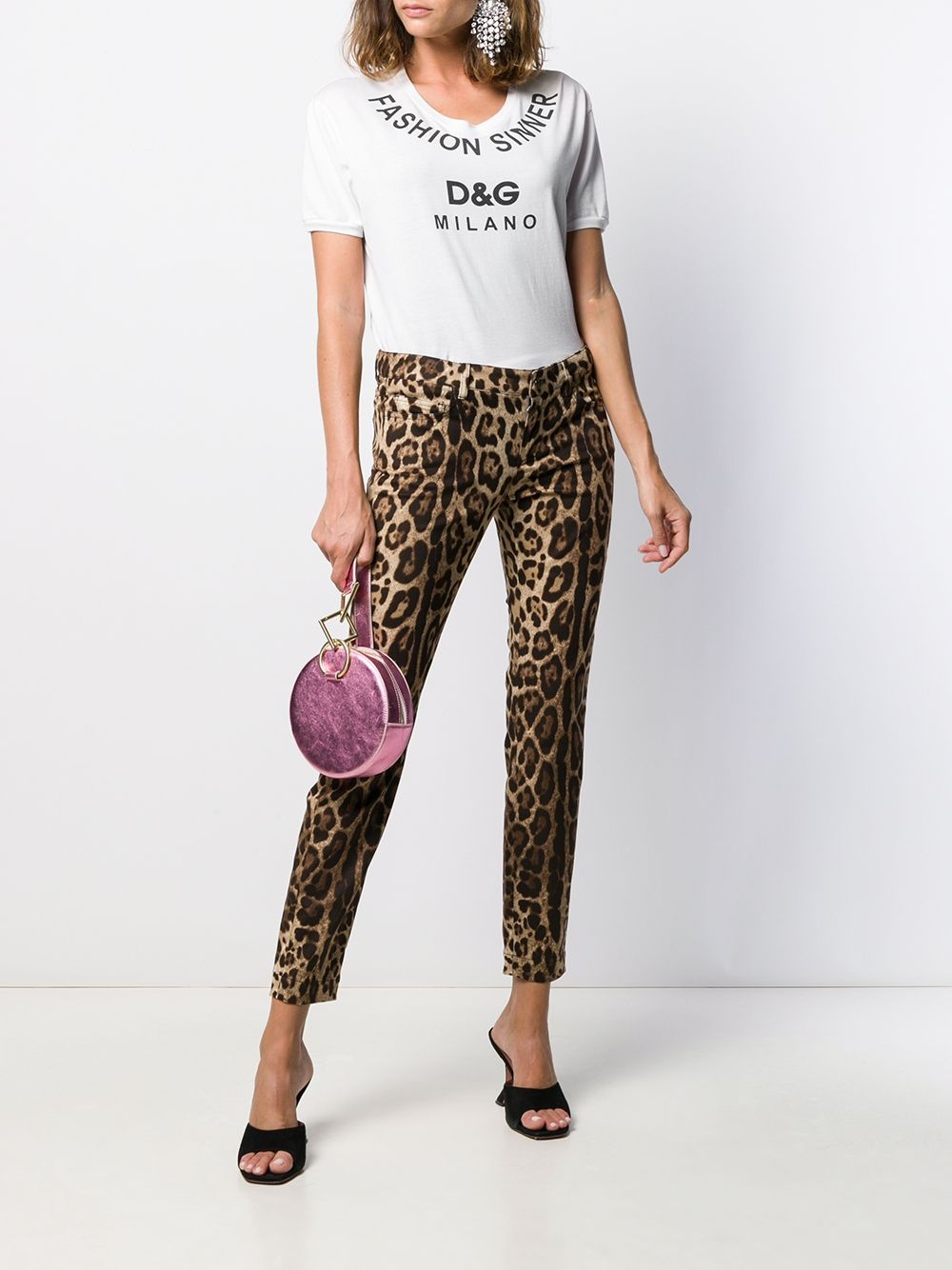 leopard print cropped jeans - 2