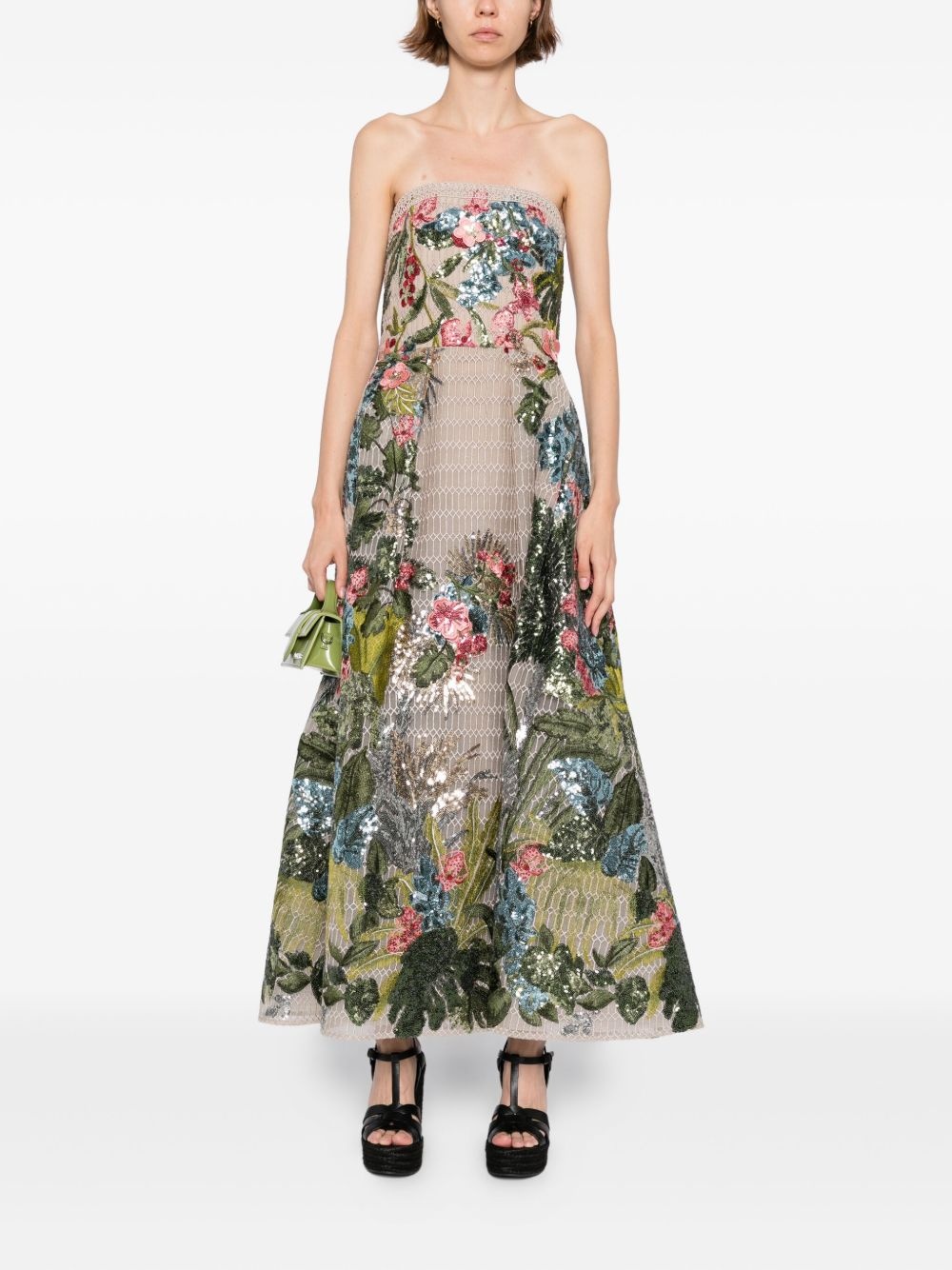 embroidered tulle midi dress - 2