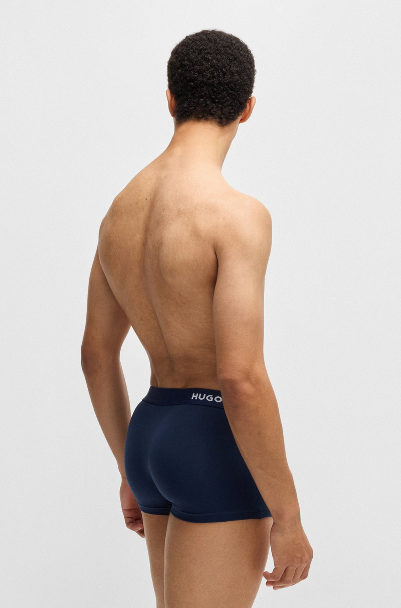 HUGO THREE-PACK OF STRETCH-COTTON TRUNKS WITH LOGO WAISTBANDS outlook