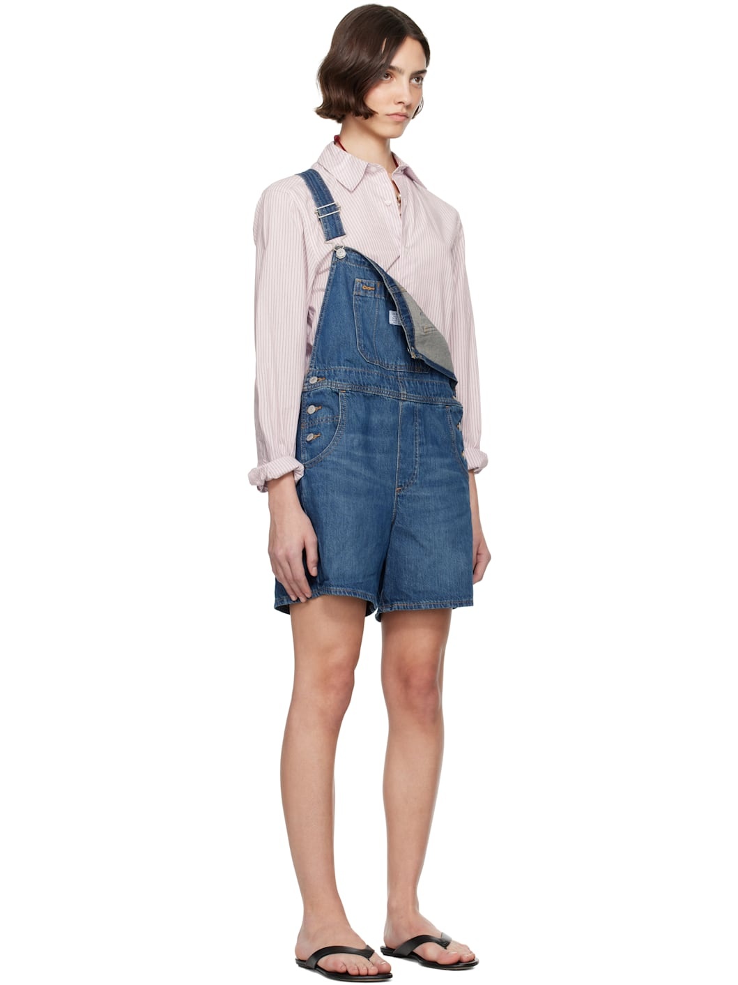 Blue Utility Shortall Denim Overalls - 2