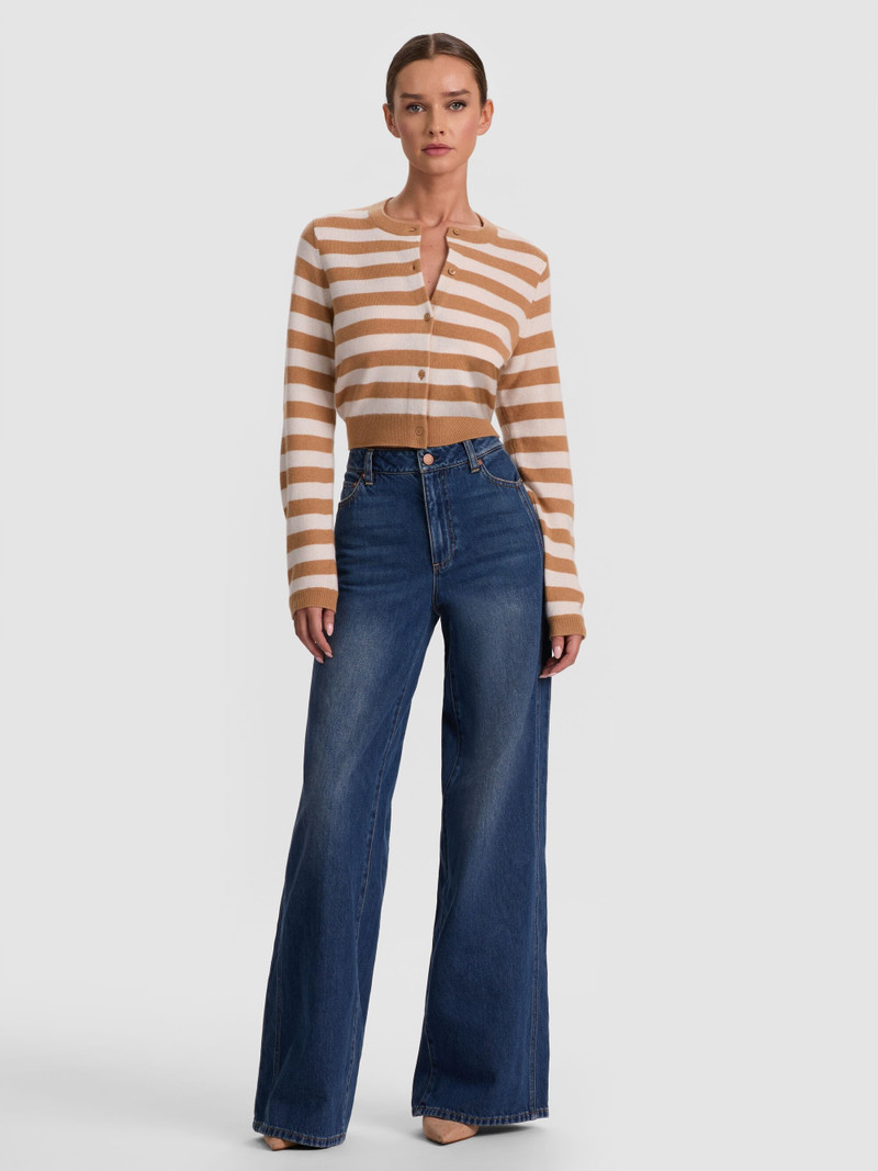 Alice + Olivia DOLLIE STRIPED CASHMERE CARDIGAN outlook