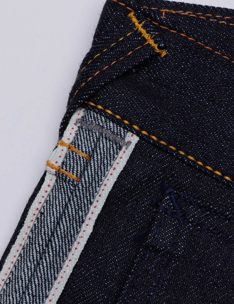 HANDPAINTED SEAGULL STRAIGHT FIT REVERSED RAW DENIM SELVEDGE JEANS 6