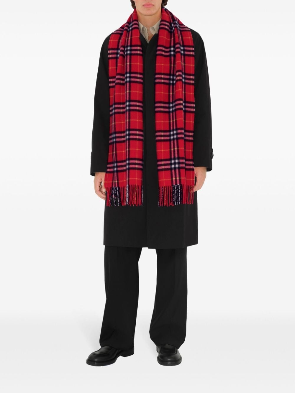 checkered cashmere scarf - 4