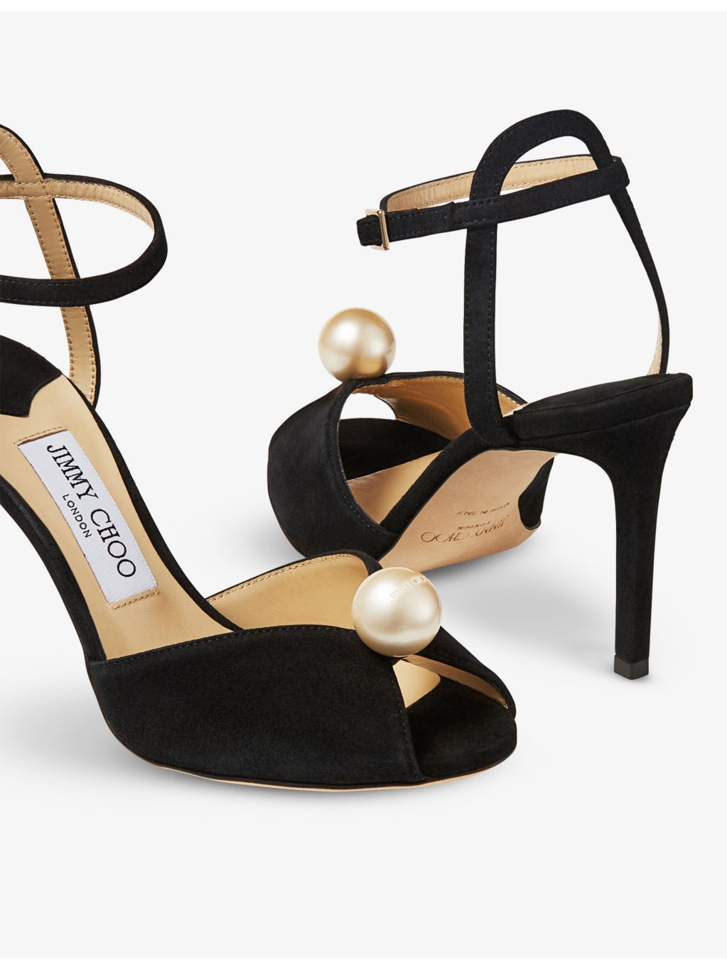 Sacora 85 faux pearl-sphere suede heeled sandals - 6