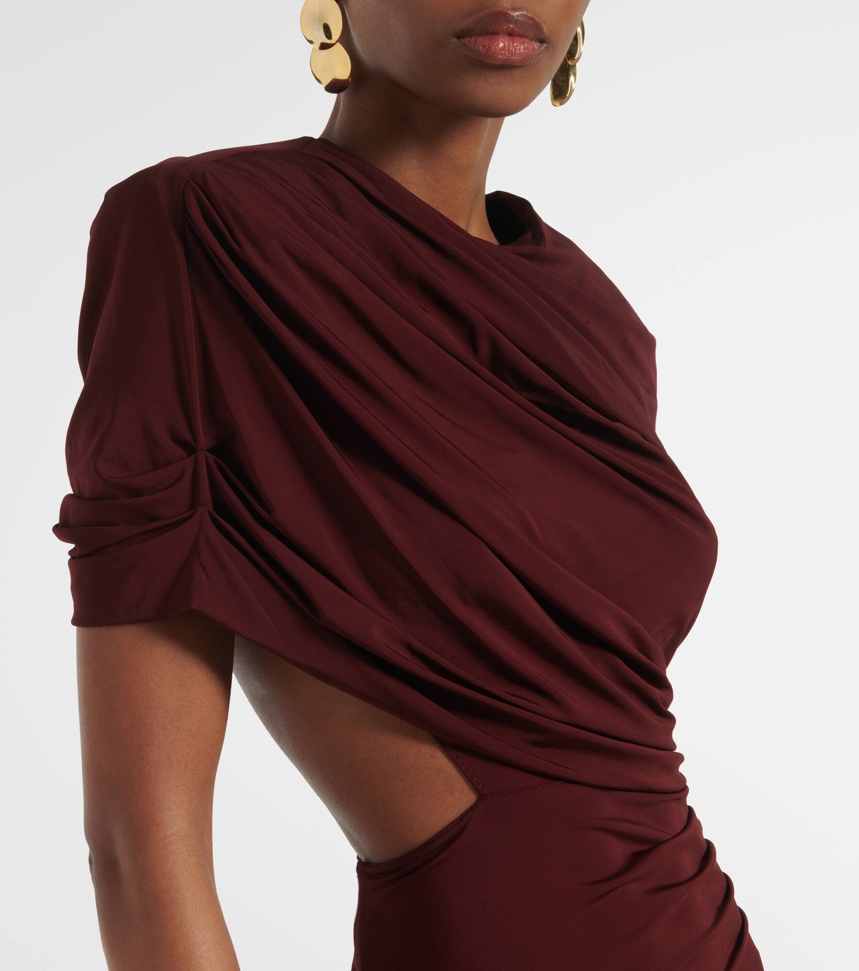 Draped open-back satin gown - 4