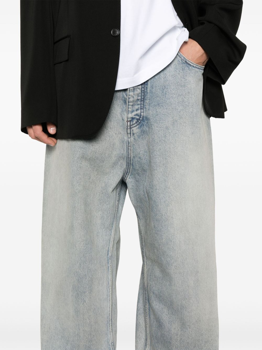 distressed wide-leg jeans - 6