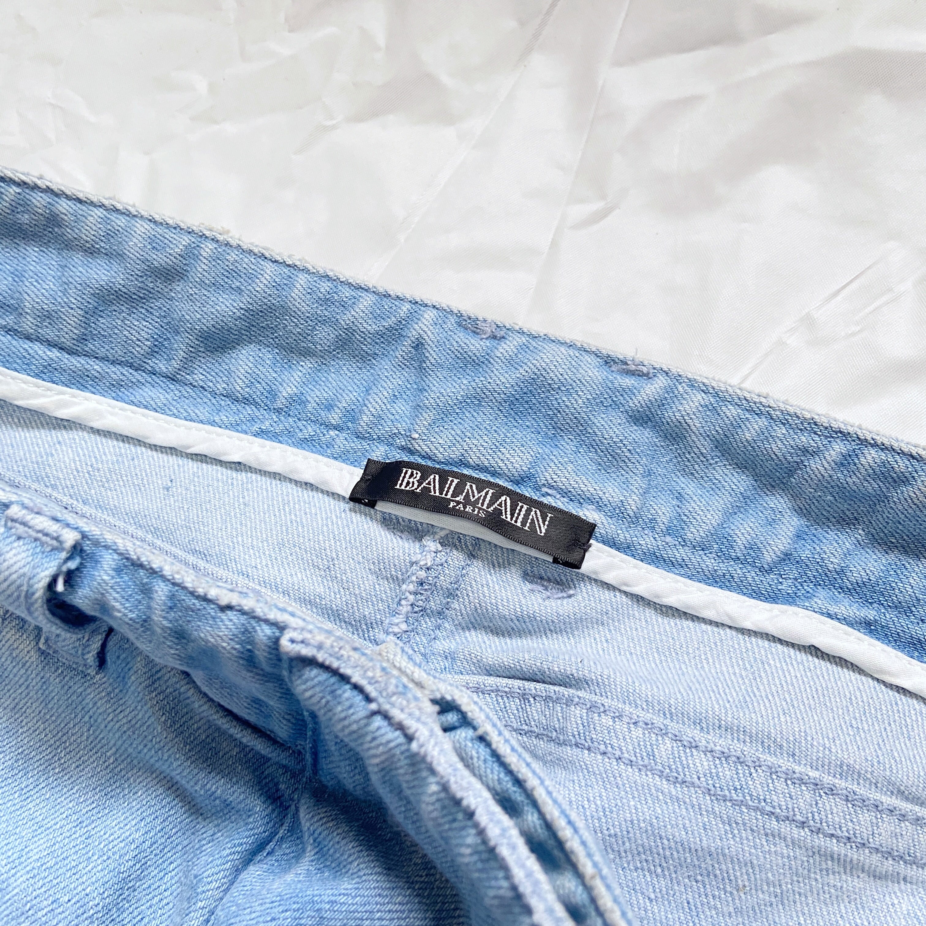 zOthers - Balmain Spring 2009 Decarnin era distressed light blue gold zipper jeans - 11