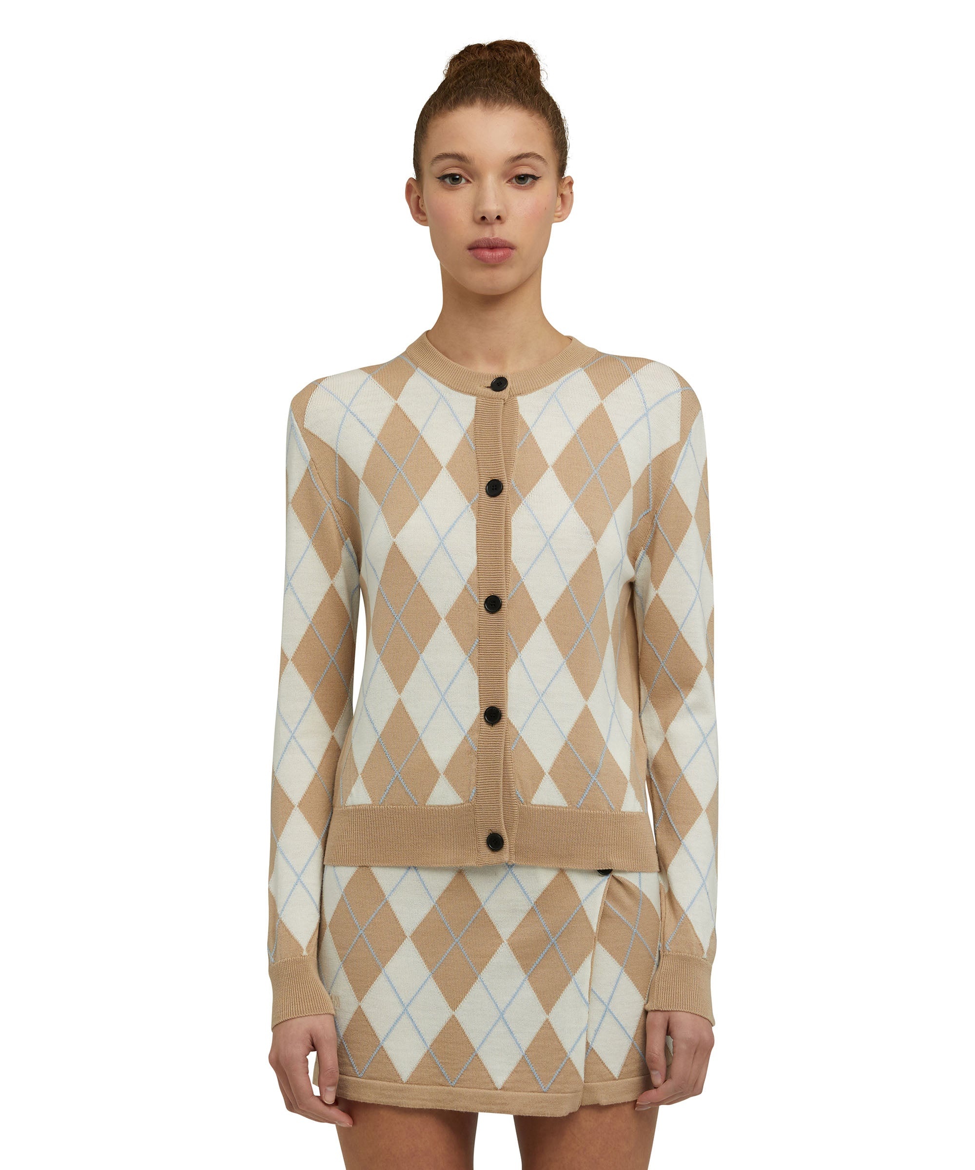 Vrigin wool cardigan with "Argyle" motif - 2