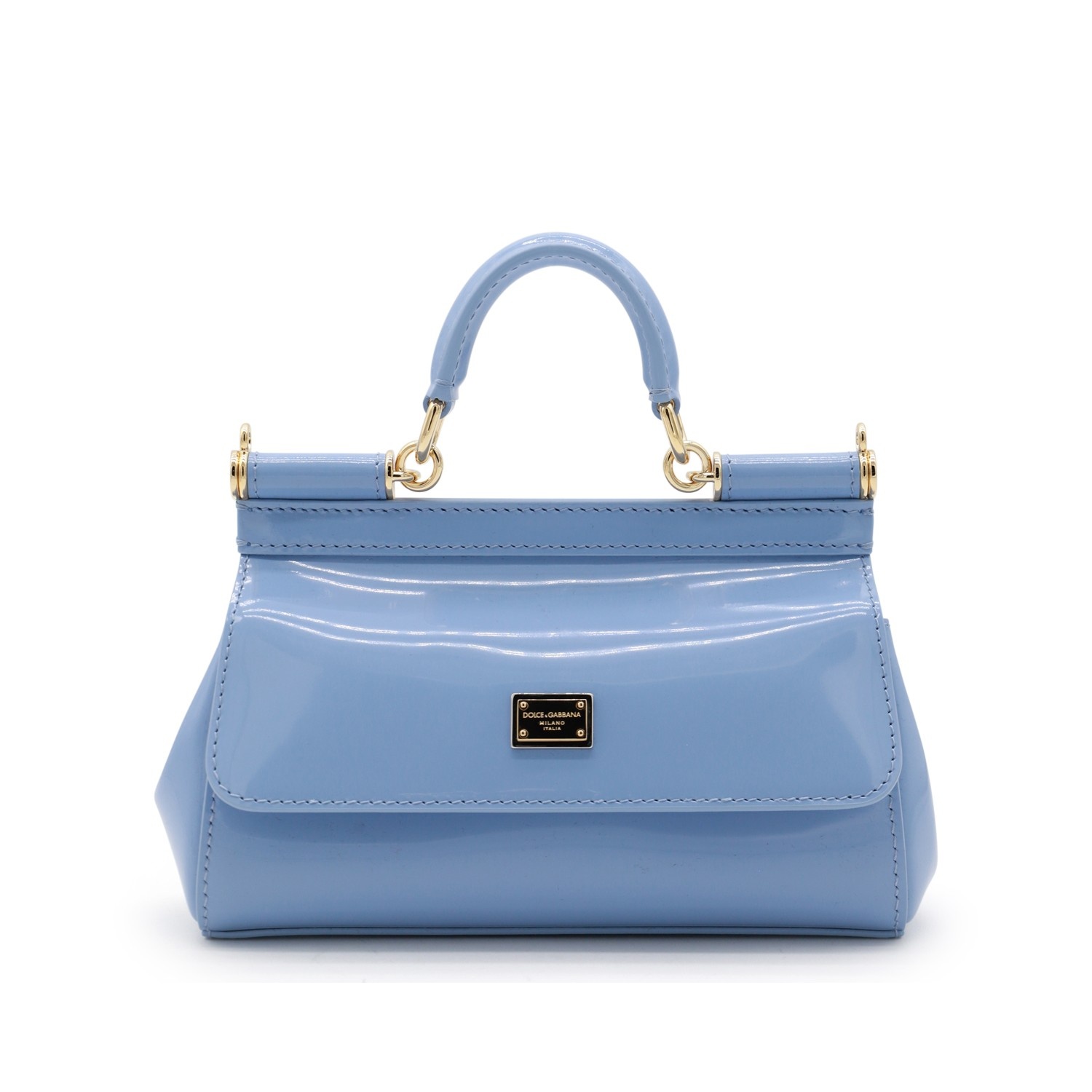 LIGTH BLUE LEATHER SICILY TOP HANDLE BAG - 1