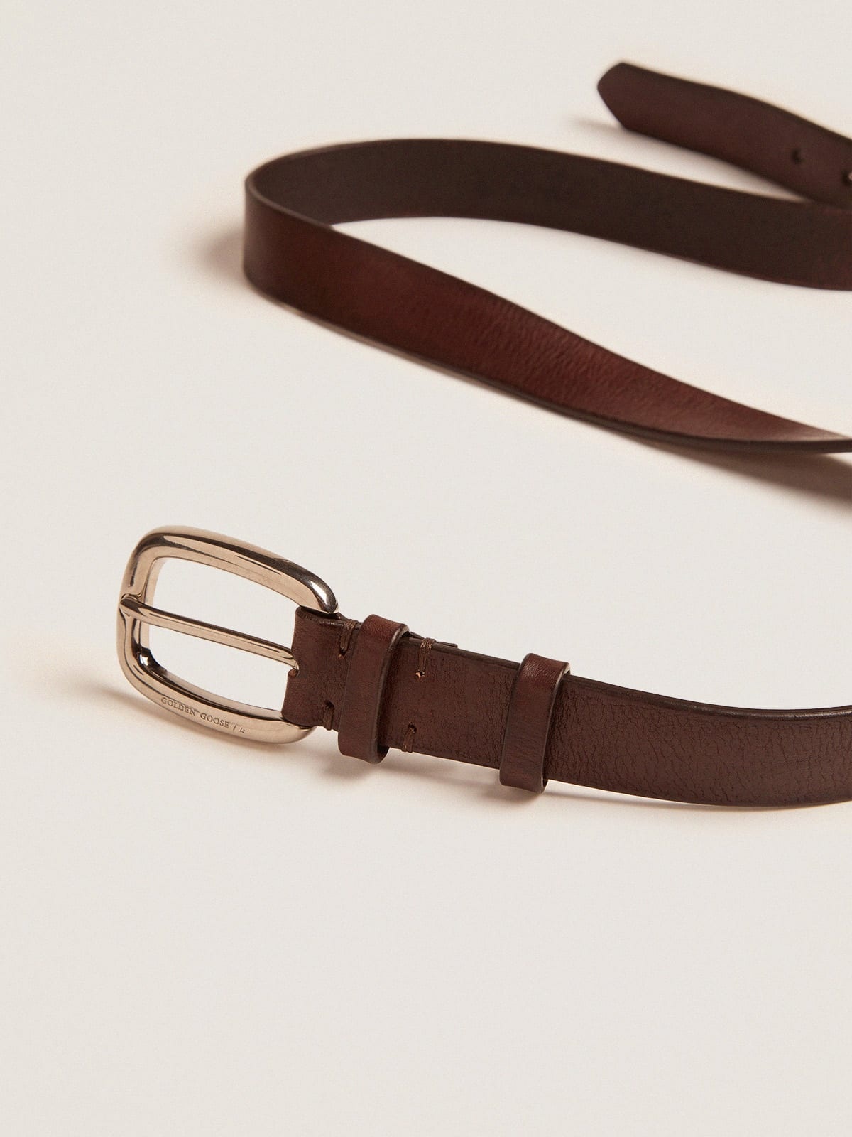 Brown Houston belt in washed leather - 3