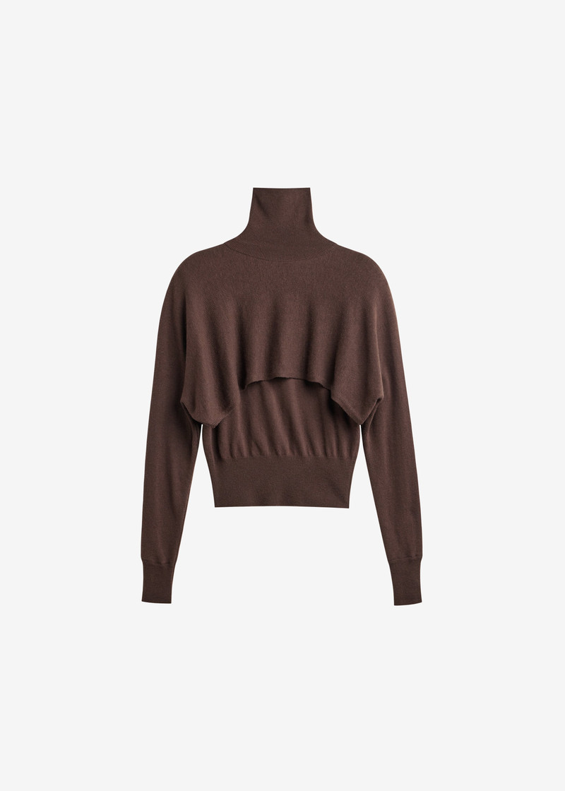 Lausanne Cashmere Detachable Layered Knit Set - Brown 1