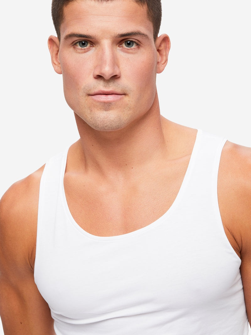 Derek Rose Men's Underwear Vest Jack Pima Cotton Stretch White outlook